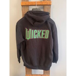 Wicked Official Movie Black Zip‎ Up Hoodie Embroidered Women's Sz M